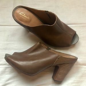Clarks Peep Toe Mules